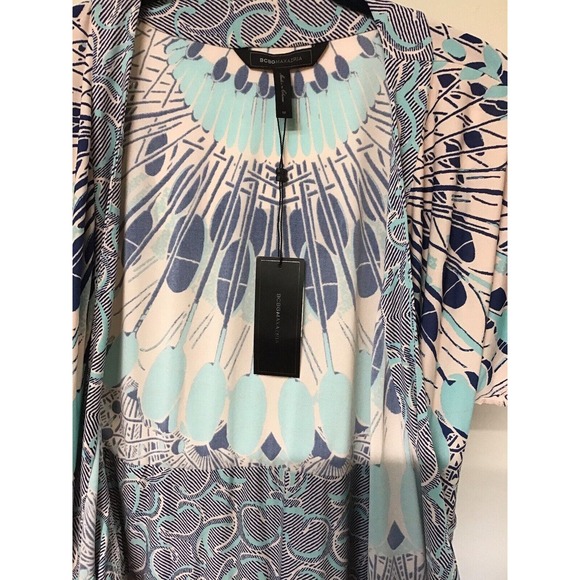 NWT BCBG MAX AZRIA Paisley Blue Printed Wrap Dress, Size Medium - Picture 9 of 14